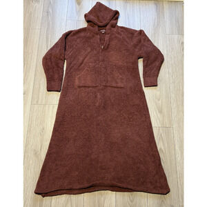 Barefoot Dreams S/M CozyChic Zip Hooded Lounger Robe Brown Soft Cozy